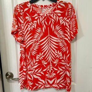 Crown and Ivory ORANGE/white women’s short sleeve cotton top;wore once size XXL